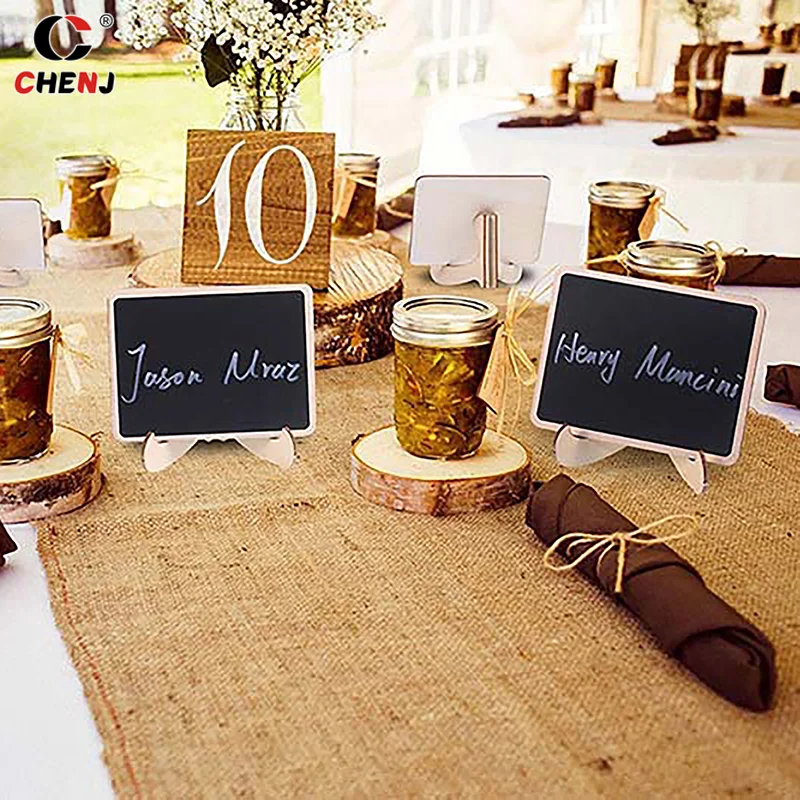 Mini letreros de pizarra con caballete para boda, fiestas de cumpleaños, carteles de tablero de mensajes y decoración de eventos, tarjetas de lugar de madera, 10 piezas por juego