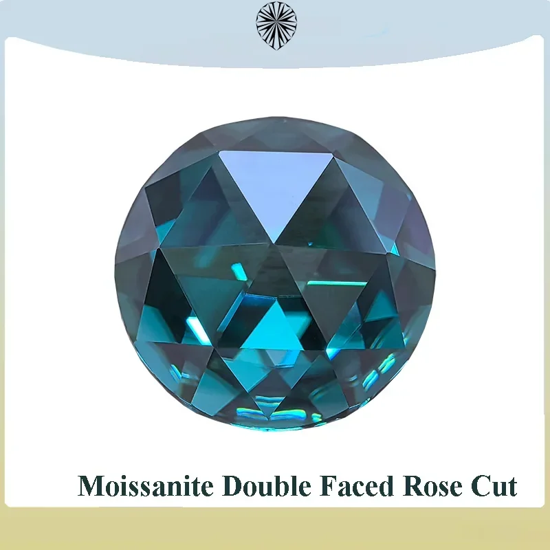 

Moissanite Round Shape Double Faced Rose Cut Emerald Green Color Charms for DIY Jewelry Making Materials with GRA Certificate