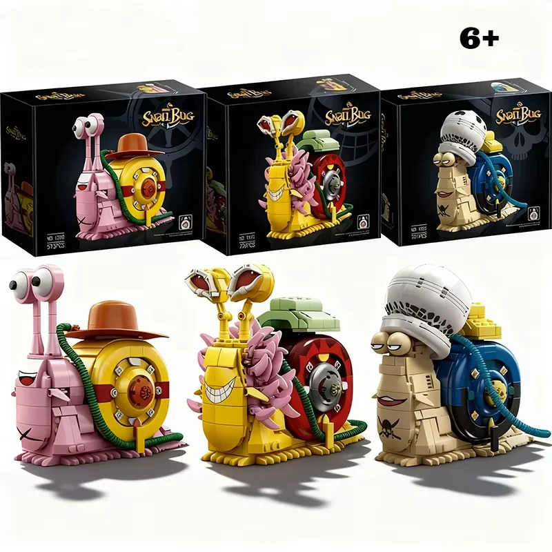 

Den Den Mushi Anime Building Blocks Creative Snail Insect Model DIY Educational Assembly Toy Desktop Ornament Gift For Kids Adul