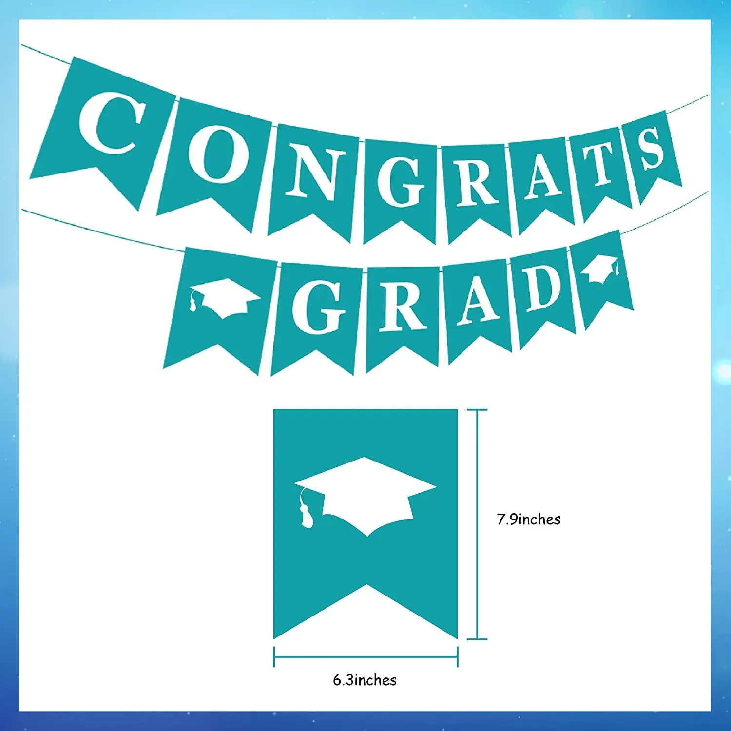 SURSURPIRSE Teal Graduation Party Decorations Bunting Banner Congrats Grad Banner for Classroom College Senior High School