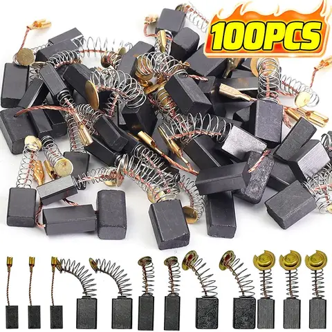 50/100pcs Carbon Brush Kit Electric Motor Carbon Brushes Set 5 Models For Electric Machine Replacement Repair Power Tool Parts