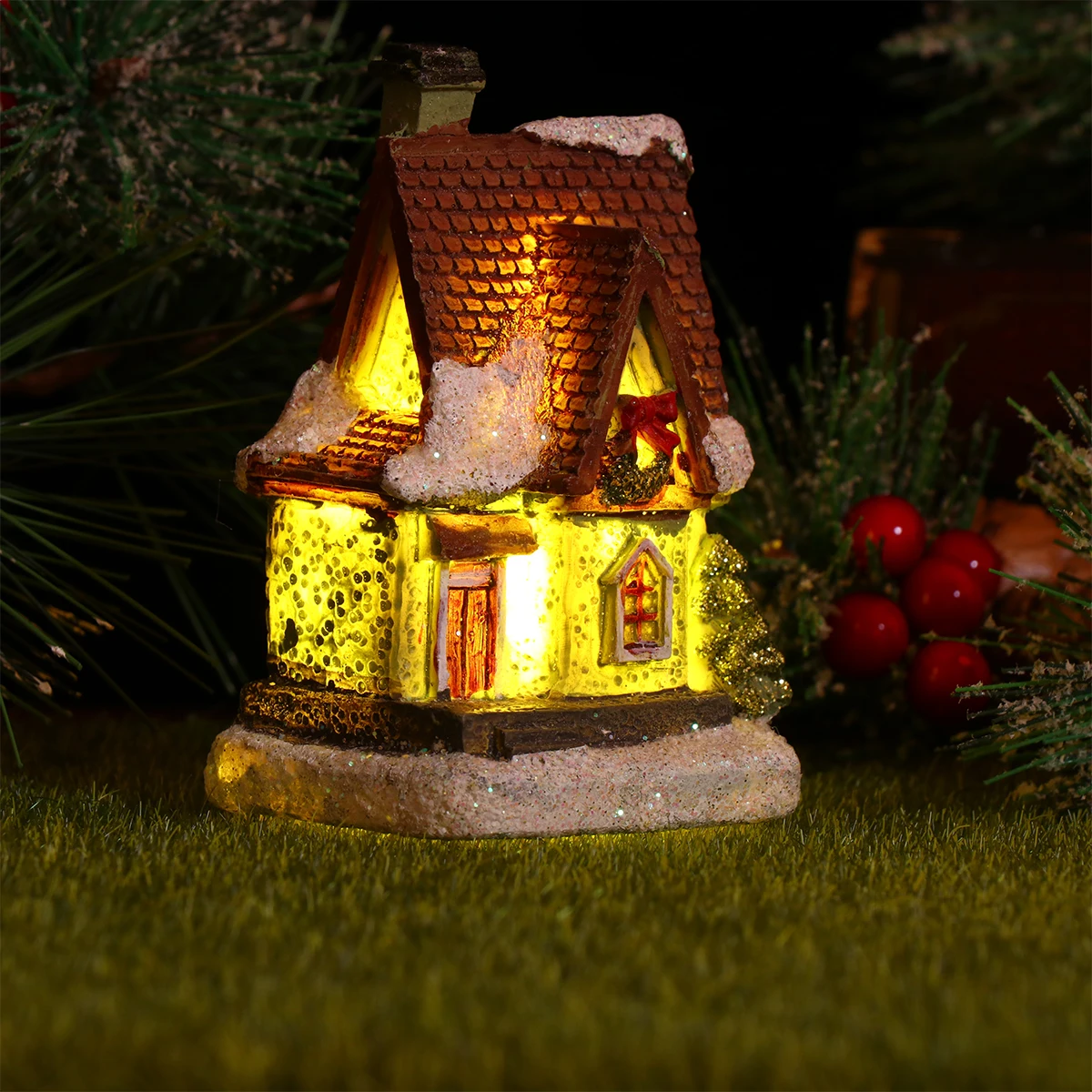 

Glowing Little House Outdoor Decor Decoration Xmas Village Decorations Small Mini Houses Statue