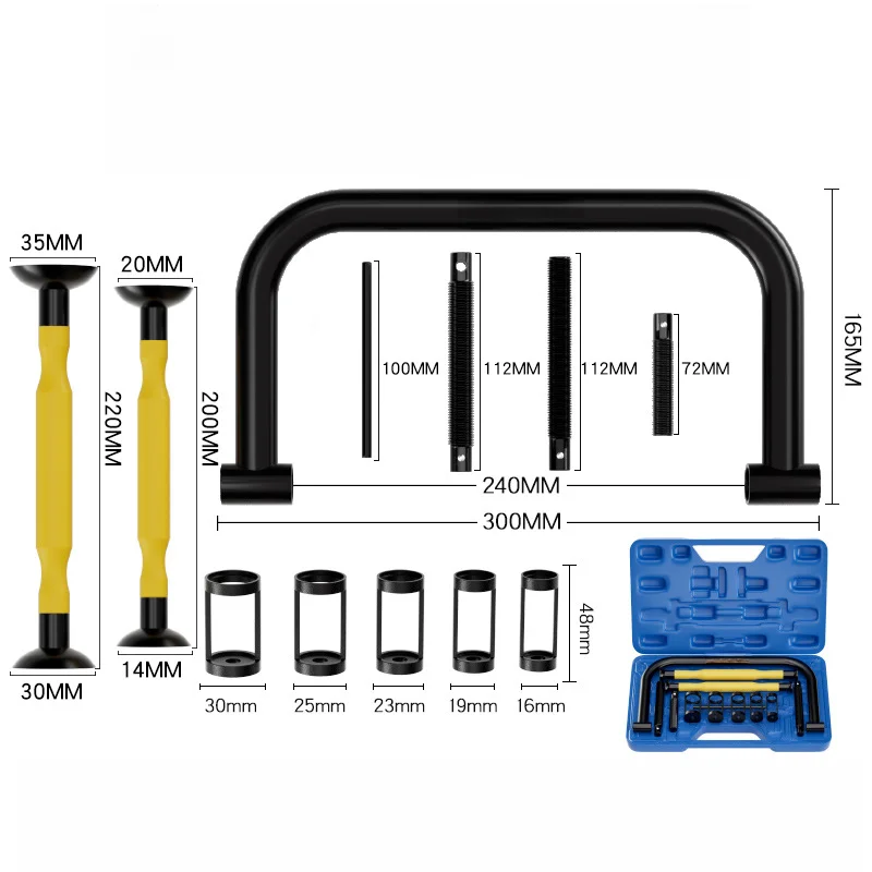 Valve Spring Compressor Tool Set 11Pc 45# Alloy For Car Engine Repair Valve Removal Installation With Manual Grinding Rod Kit