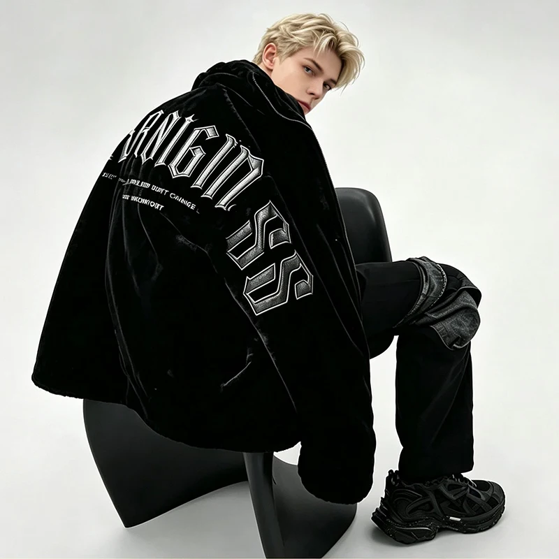 HISTREX Men Rabbit Fur Jacket Parkas,Hip Hop Fluffy Coat,Winter Fleece Overcoat,Outerwear Streetwear,Korean Women Y2k Clothing