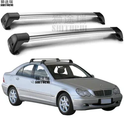 2 pcs For MERCEDES-BENZ C-CLASS W203 4 door 2000 - 2007 roof bar car special aluminum alloy belt lock Led shooting RACK CORSS