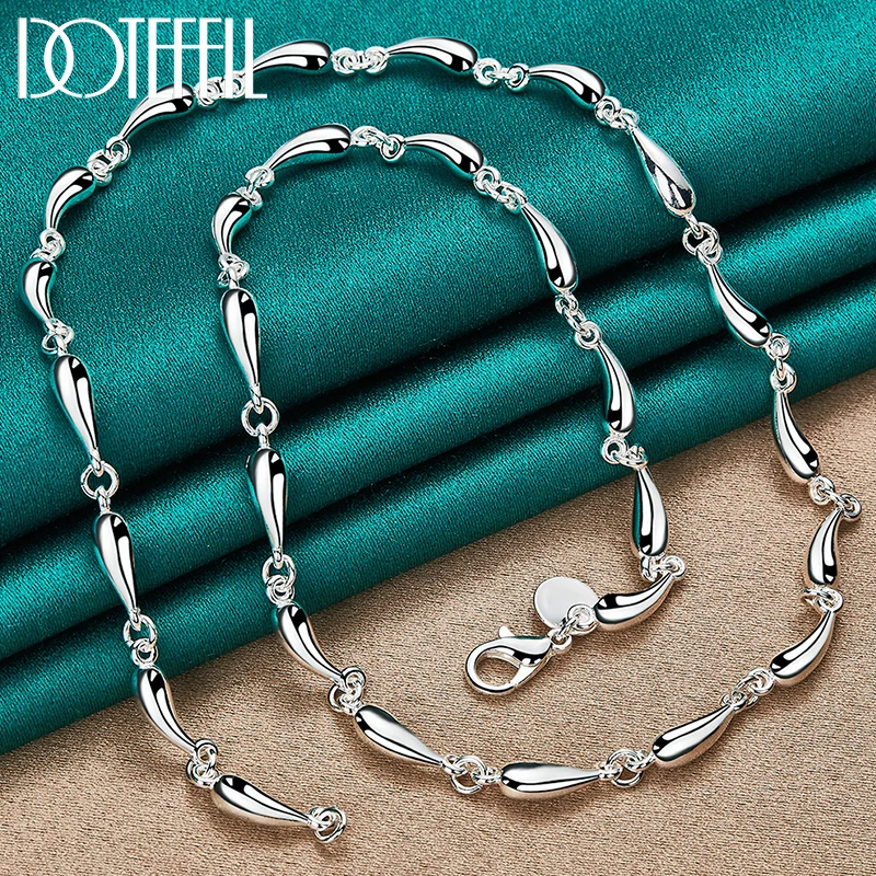 

DOTEFFIL 925 Sterling Silver Solid Water Drop Chain Necklace For Man Woman Wedding Engagement Party Charm Jewelry