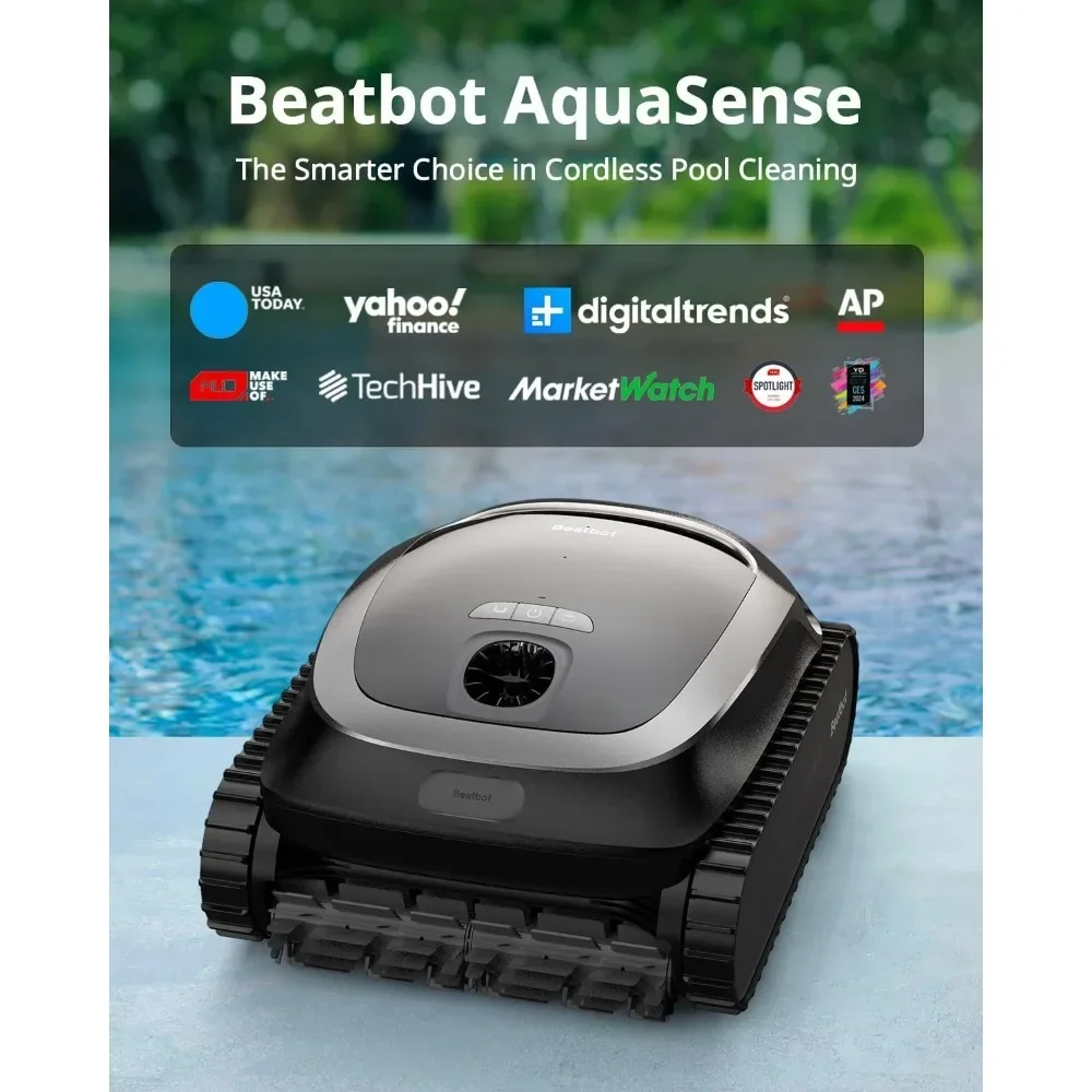 Cordless Robotic Pool Vacuum Cleaner Intelligent Path Opimization Cleans Floor Walls Waterline In-Ground Pools up to 2,260 sq.ft