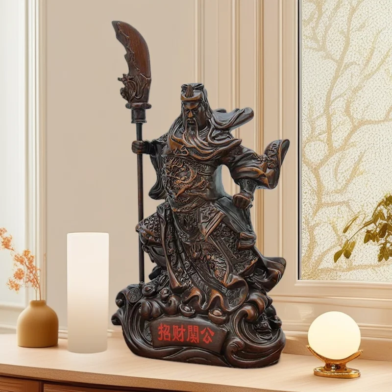 Фото Статуэтка Гуань Гуна в стиле китайского фэн-шуй, скульптура из смолы, историческая мифологическая фигура, статуя для привлечения богатства в дом, комнату, офис