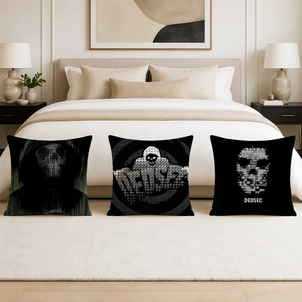 D-dedsec H-hacker cushion cover Double Sided soft Pillowcase hogar Sofa Living Room Home bed Decor pillowcovers Gift