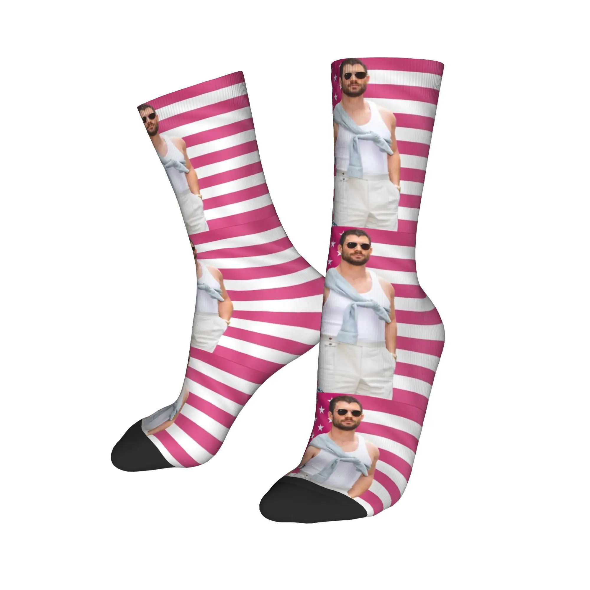 

New Men's Socks Crazy David Corenswet Pink Flag Sock Polyester Sport Women Socks Spring Summer Autumn Winter