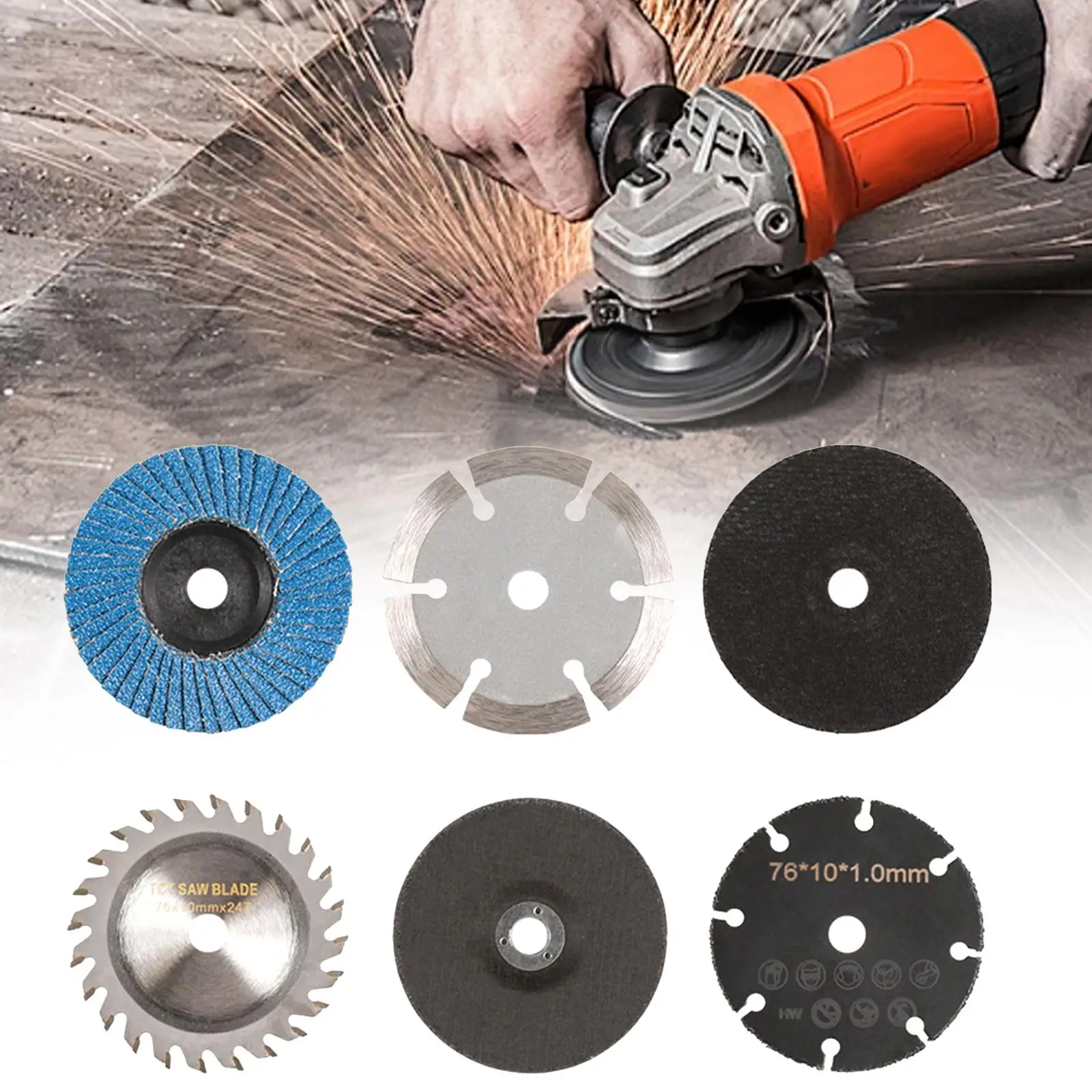 6 Pieces Grinding Sanding Flap Disc Kit Assorted Accessory 75mm Diameter for Angle Grinder Convenient Assemble Durable Versatile