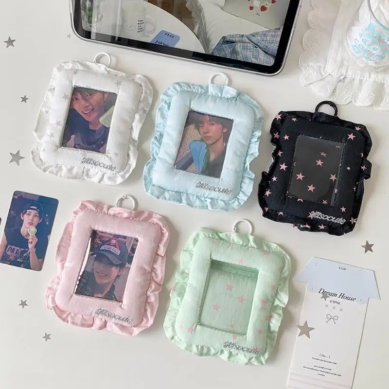 3 Zoll Kpop Fotokartenhalter Schlüsselanhänger INS Mode Niedlicher Star Stoff Puffy Idol Fotoaufbewahrung Anhänger für Fans – Detail 5