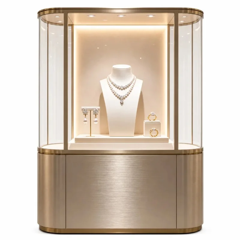 custom.Jewelry Display Window Decor Shelf LED Lighting Eco-Friendly Customizable Dimensions Jewelry Store Showroom Boutique