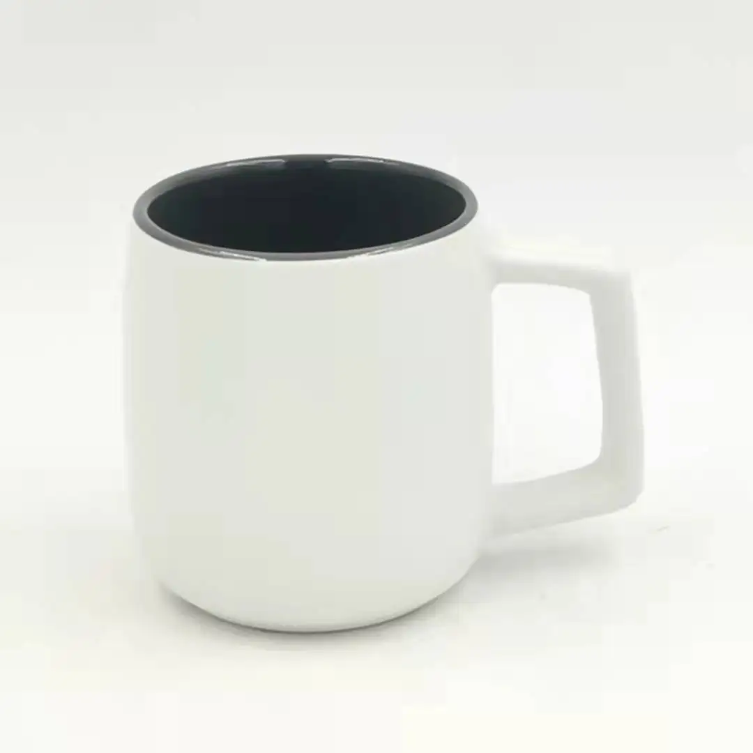 Matte Inner And Outer Dual Color Square Handle Ceramic Cup Multi Large Capacity Mug Water
