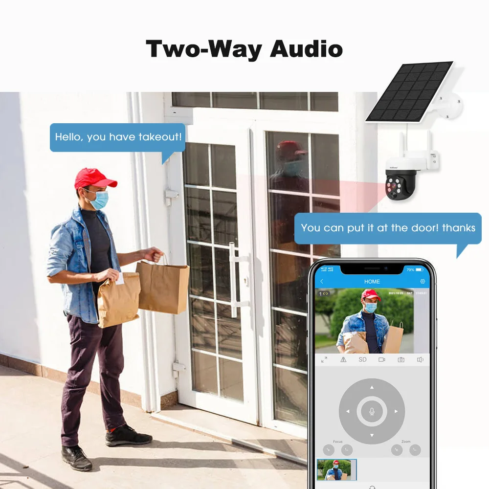 Srihome-cámara PTZ inalámbrica para exteriores, videocámara Solar IP de 4MP, HD, WiFi, paquete de 2 baterías integradas, cámara de videovigilancia con aplicación