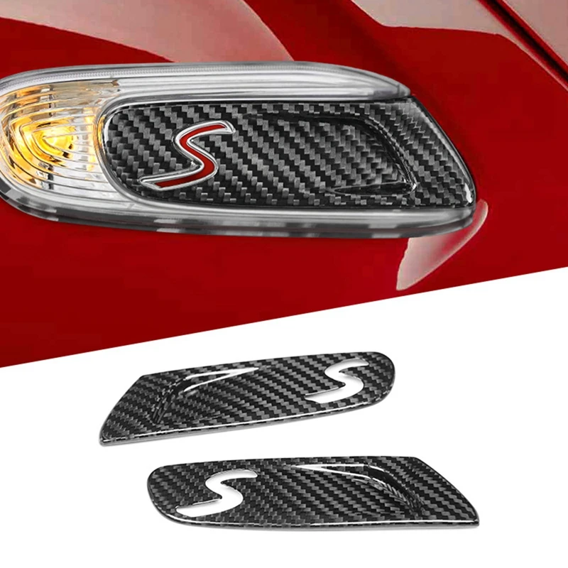 Carbon Fiber Front Side Fender Sticker Turn Signal Light Cover Lamp Case For MINI F55 56 Cooper-S