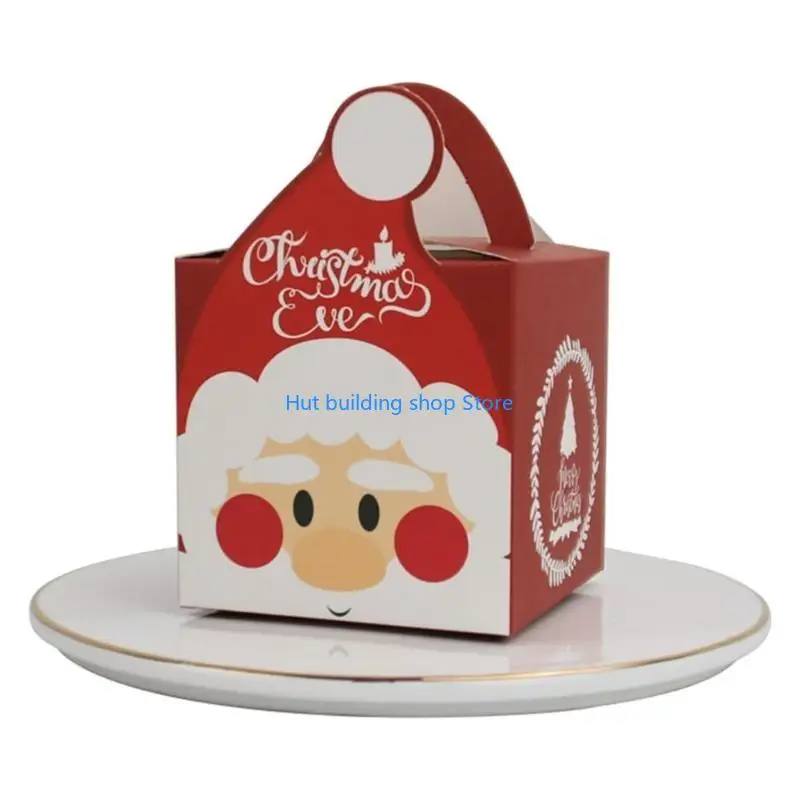 T21C 업그레이드 크리스마스 크래프트 선물 상자 6 피스 크리스마스 파티 종이 크리스마스 호의를위한 사탕 박스 치료 색상 상자