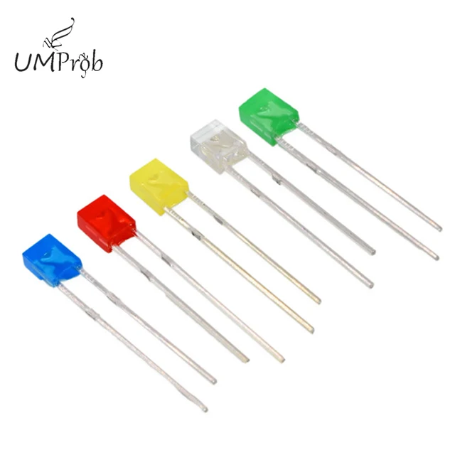 100 sztuk/partia 2x5x7 kwadratowe 5-kolorowe diody elektroluminescencyjne LED z krótkimi nogami w linii koraliki do lampy