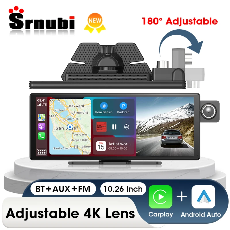 

Видеорегистратор Srnubi, 10,26 дюйма, 4K, ADAS, Android, GPS
