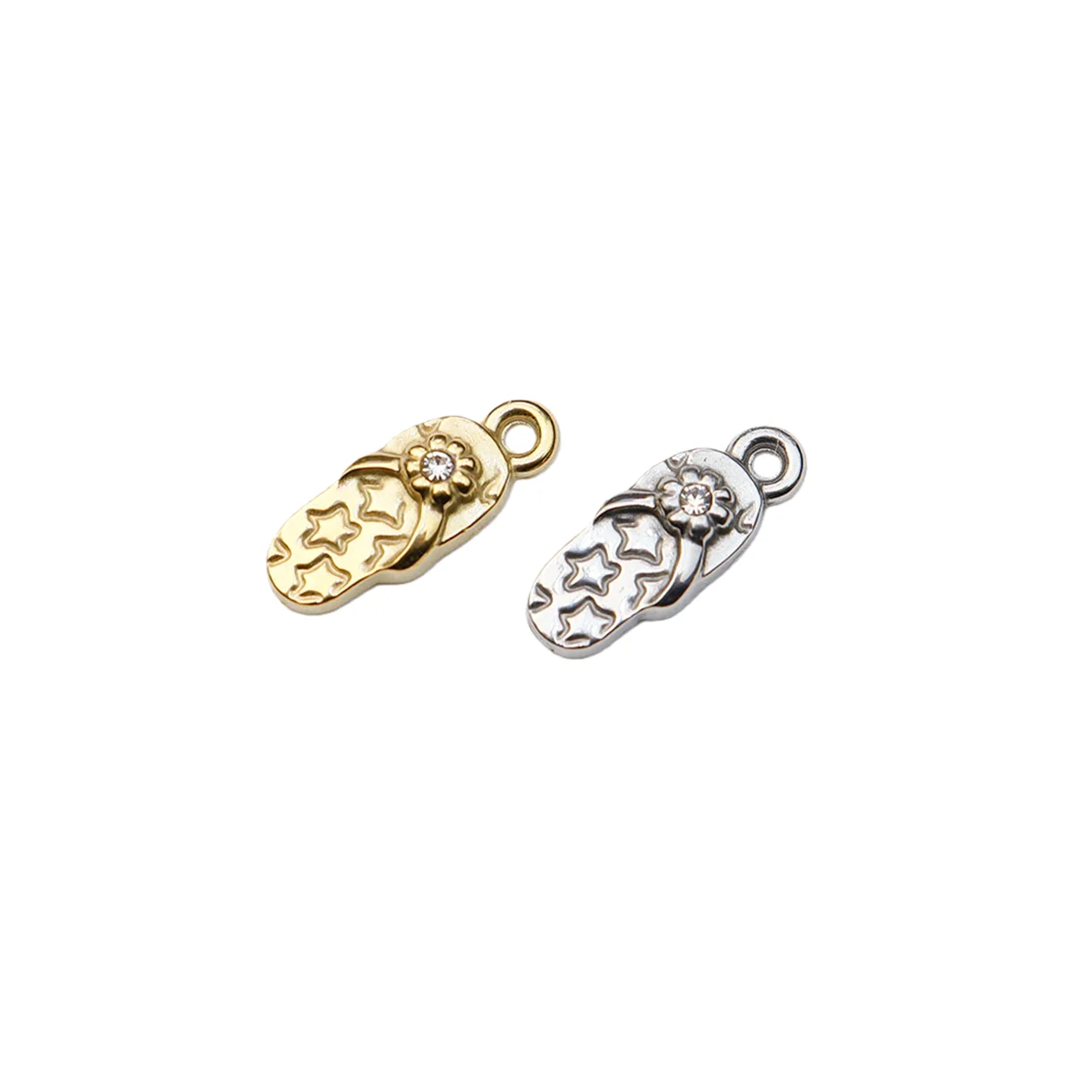 5pcs Casting Stainless Steel Slipper Charms Pendant DIY Necklace Earrings Bracelets Jewelry Charms PVD Water Proof