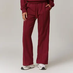 Pantalones de chándal deportivos holgados de cintura alta para mujer, pantalón informal de pierna recta con bolsillo, para Fitness, correr, invierno