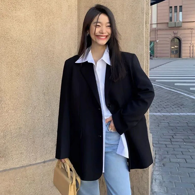 Women Casual Loose Blazers Fashion Versatile High Street Long Sleeved Small Suit Jacket Woman Spring Autumn Design Blazer Coat