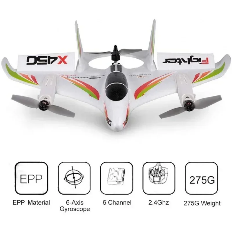 WLtoys X450 Brushless Vtol Airplane Glider Fixed Wing Aircraft 2.4G 6CH 3D/6G RC Helicopters Vertical Avion Remote Control