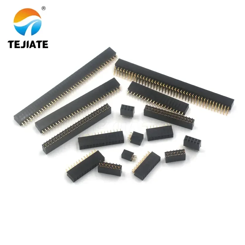 10PCS Double Row Female Female Female Double Row Female Socket Pin Header Socket 2X2P/3/4/5/6-40P 2.54MM Curved Pin