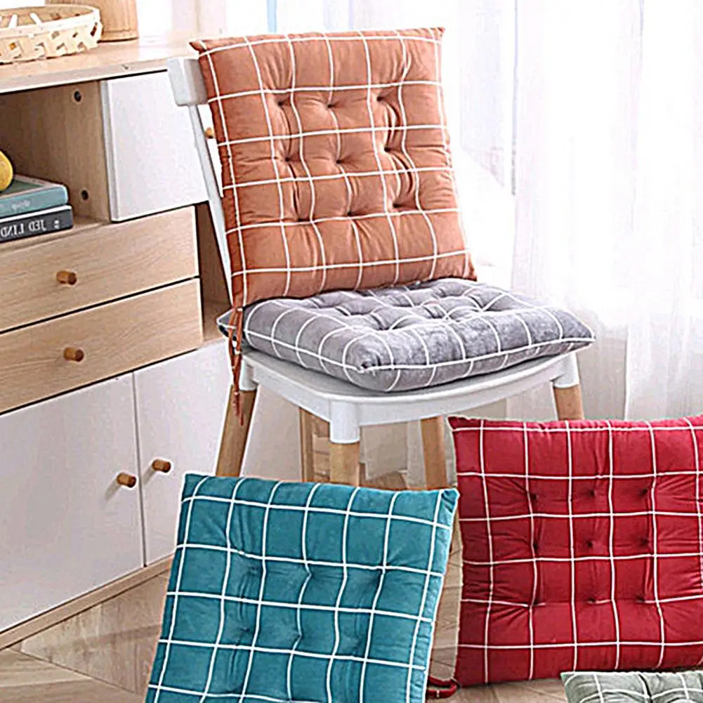 Square Chair Soft Pad Thicker Seat Cushion Plaid Pattern Hip Protective For Dining Patio Home Garden Sofa Buttocks Cushion