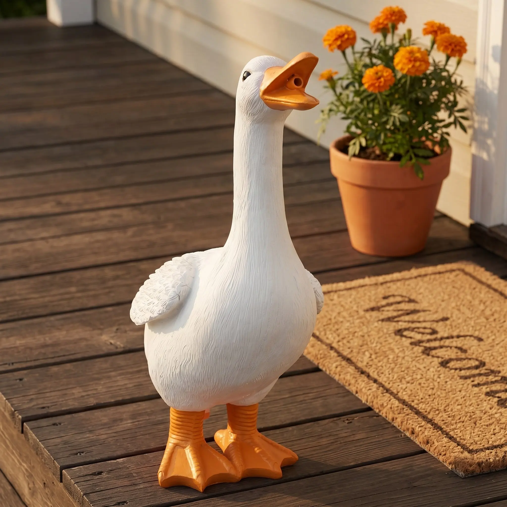 Resin Garden Duck Statue Outdoor Pond Spitter Water Fountain Yard Art Patio Lawn Backyard Porch Decoration Pond Ornament