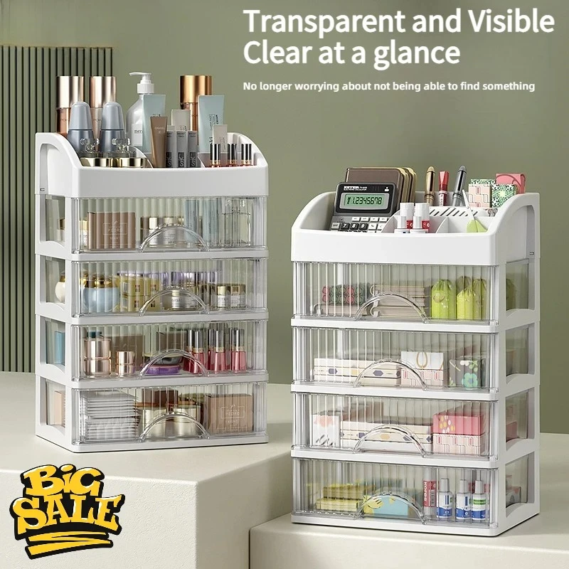 Multi - layer Drawer Transparent Cosmetic Storage Box Desktop Vanity Organizer for Skincare Lipsticks Perfume Makeup Organizer
