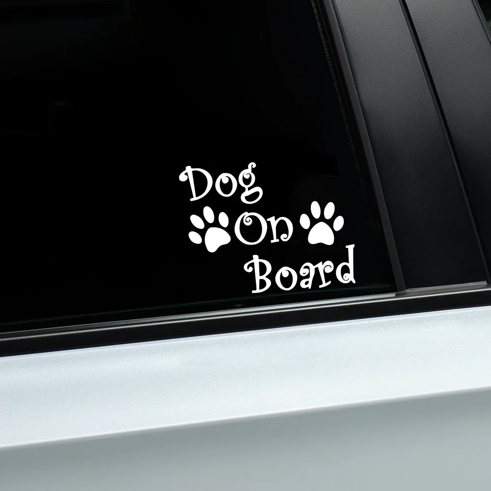 Cute Dog Footprint Pattern DOG ON BOARD Car Sticker Waterproof Vinyl Decal Motorcycle Car Window Body Decor Sticker Accessories