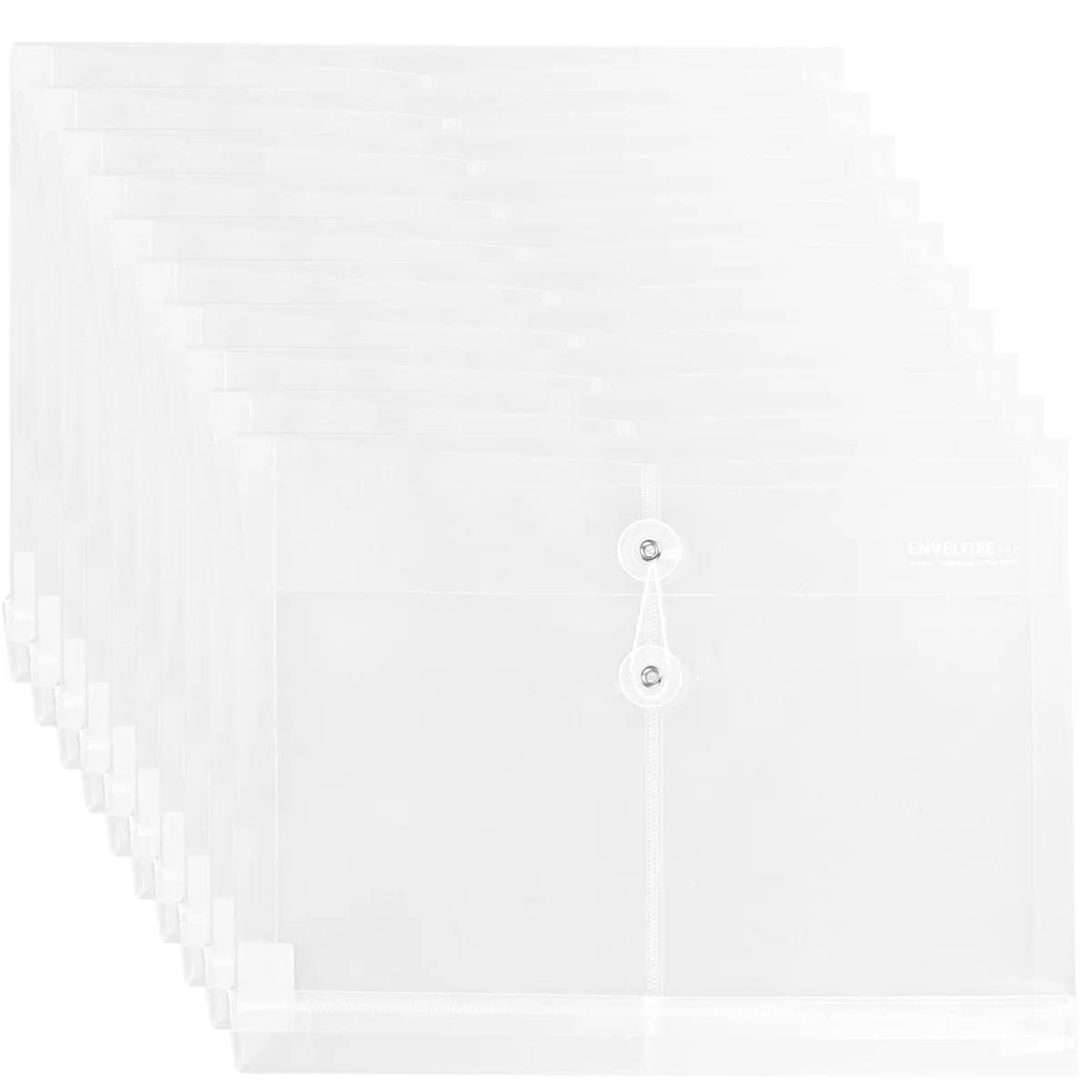 

10Pcs Clear File Folder A4 Plastic Envelope Waterproof Dustproof Document Organizer with Button and String Closure for Home