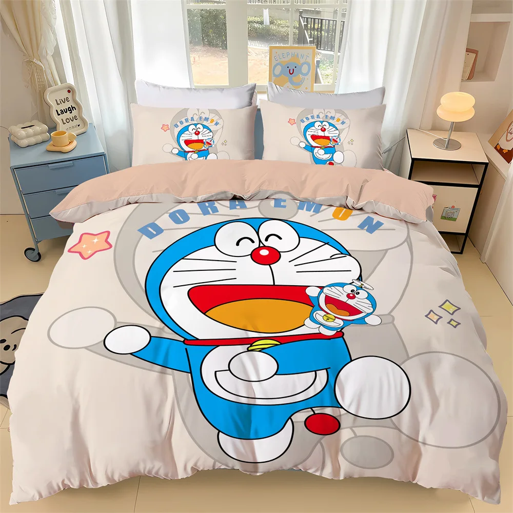 Anime japonés Dora-emon edredón funda de almohada 3D impreso d-doraemon juego de cama funda nórdica para niños y niñas niños adolescentes