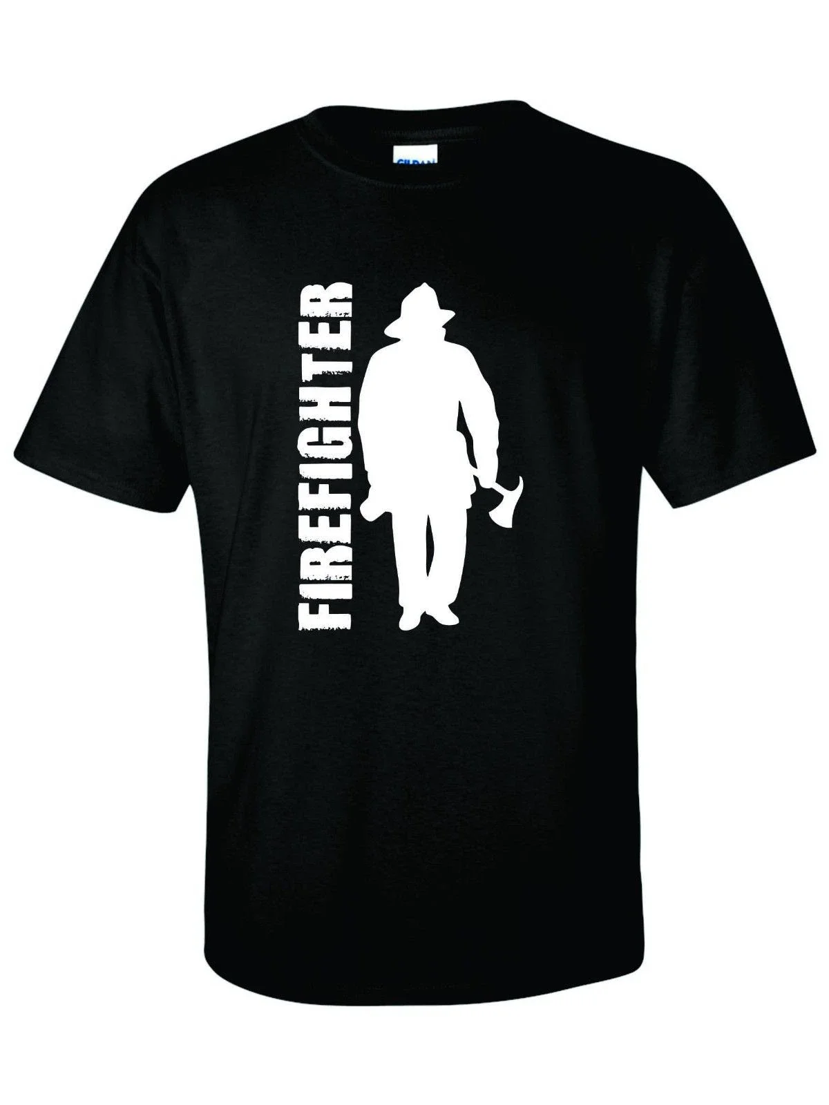 Hot Sale Firefighter Silhouette Printed Fireman Gift T Shirt New 100% Cotton Short Sleeve O-Neck T-shirt Casual Mens Top