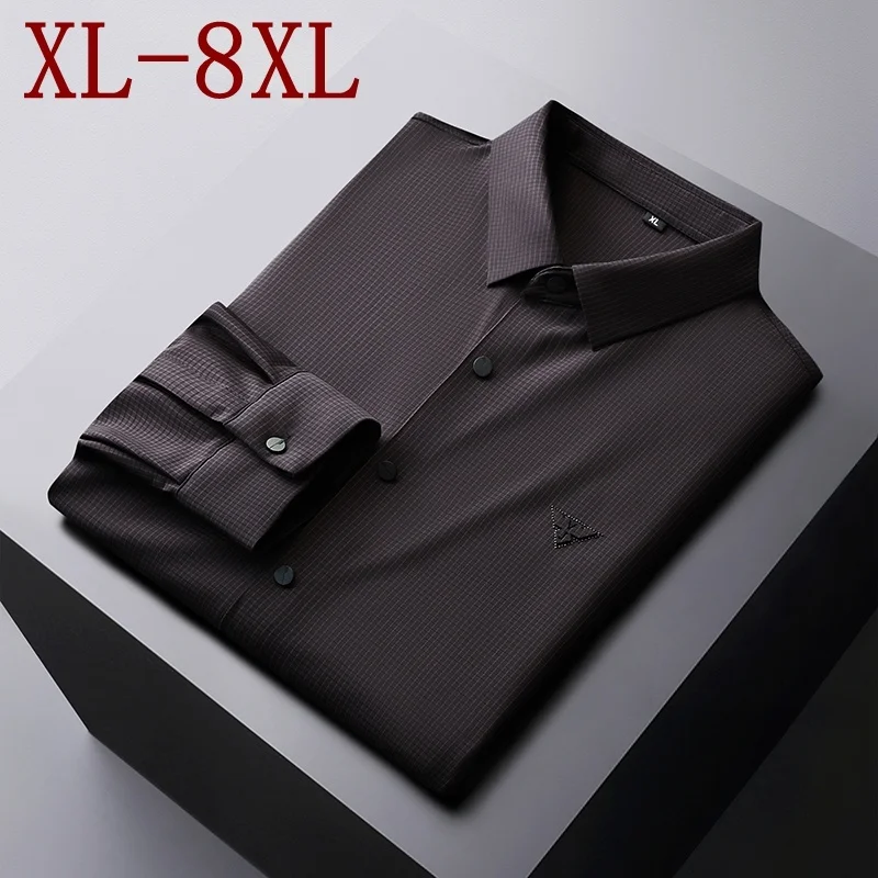 7XL Kích Thước 8XL 6XL Mới Thu Công Sở Sang Trọng Áo Sơ Mi Nam Chất Lượng Hàng Đầu Cardigan Nữ Dài Tay Mềm Mại Thoải Mái Chemise homme 2023