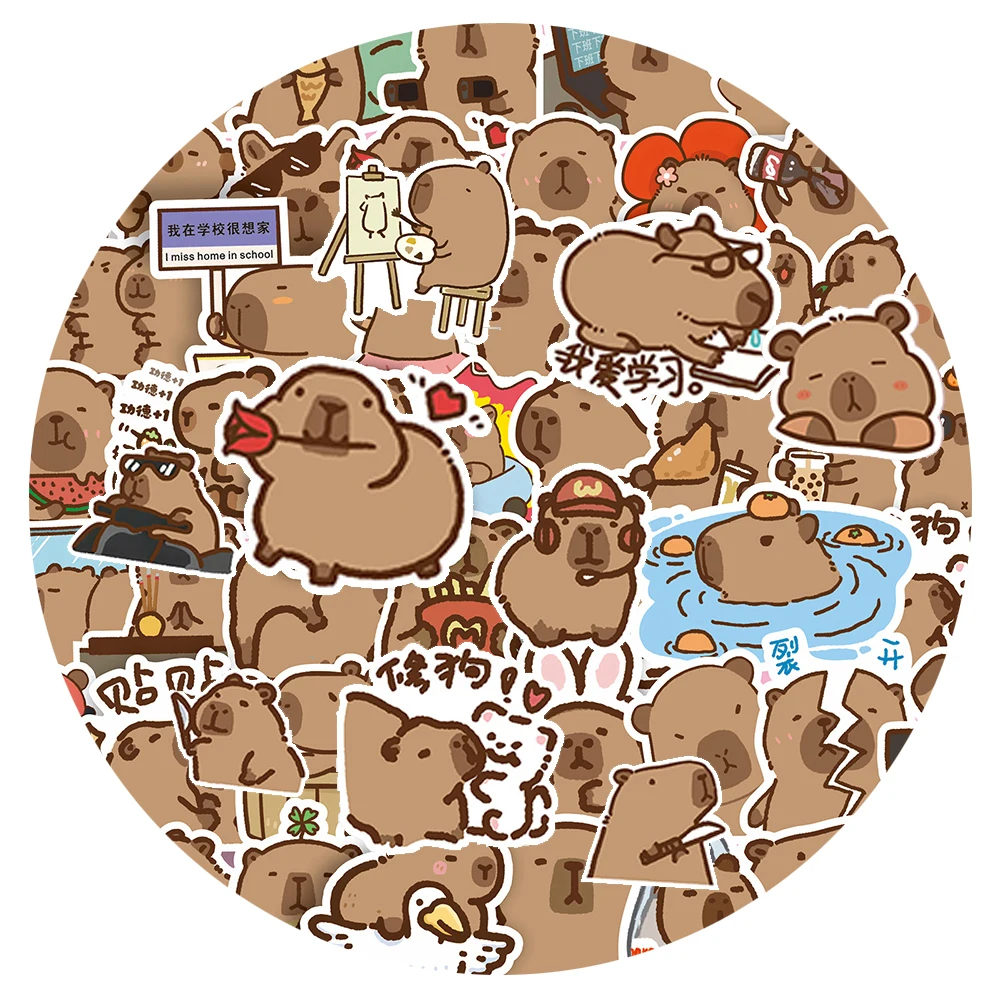 10/30/50/100pcs Cartoon Capybara Cute Animal Stickers Funny Decals for Stationery Suitcase Phone Notebook Bike Graffiti Sticker