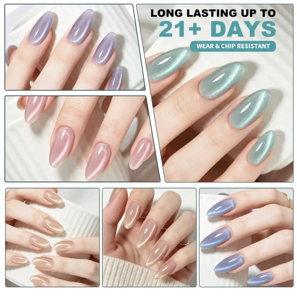 3 in 1 Cat Eye Gel Nail Polish Pen Shimmering Magnetic Gel Lacquer One Step Gel Nail Art Pen for Home Manicure and Salon Use