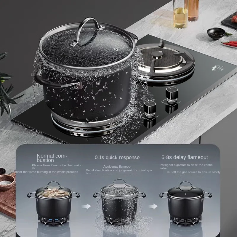 Infrared Gas Stove 60-Minute Timing Anti-Forgetting Feature Double Burner Tempered Glass Surface Energy Efficient Level 1