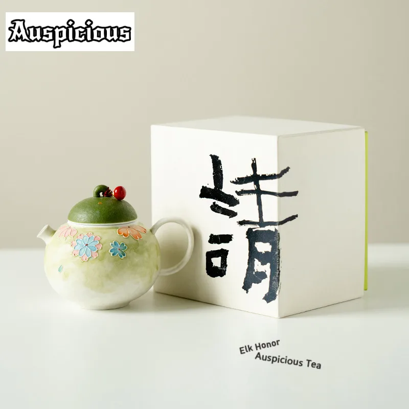 145ml Hand-painted Colorful Flower Round Belly Teapot Boutique Tea Infuser Pot Tea Maker Kettle With Ball Hole Drinkware Gifts
