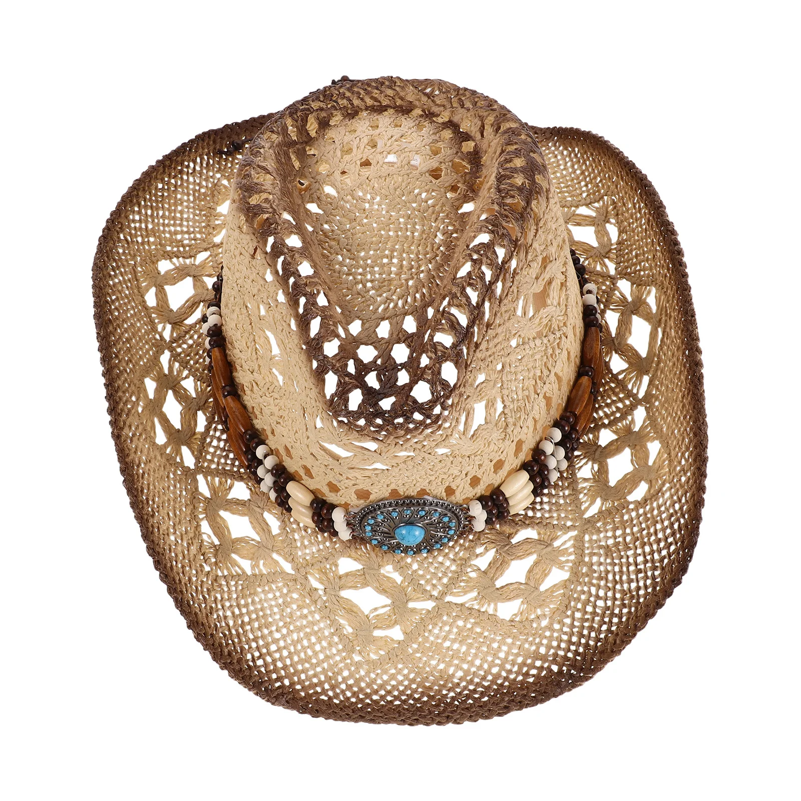 

Retro Woven Straw Cowgirl Hat Wide Brim Sun Protection Western Party Beach Travel Accessory for Women Men Straw Cowboy Hat​