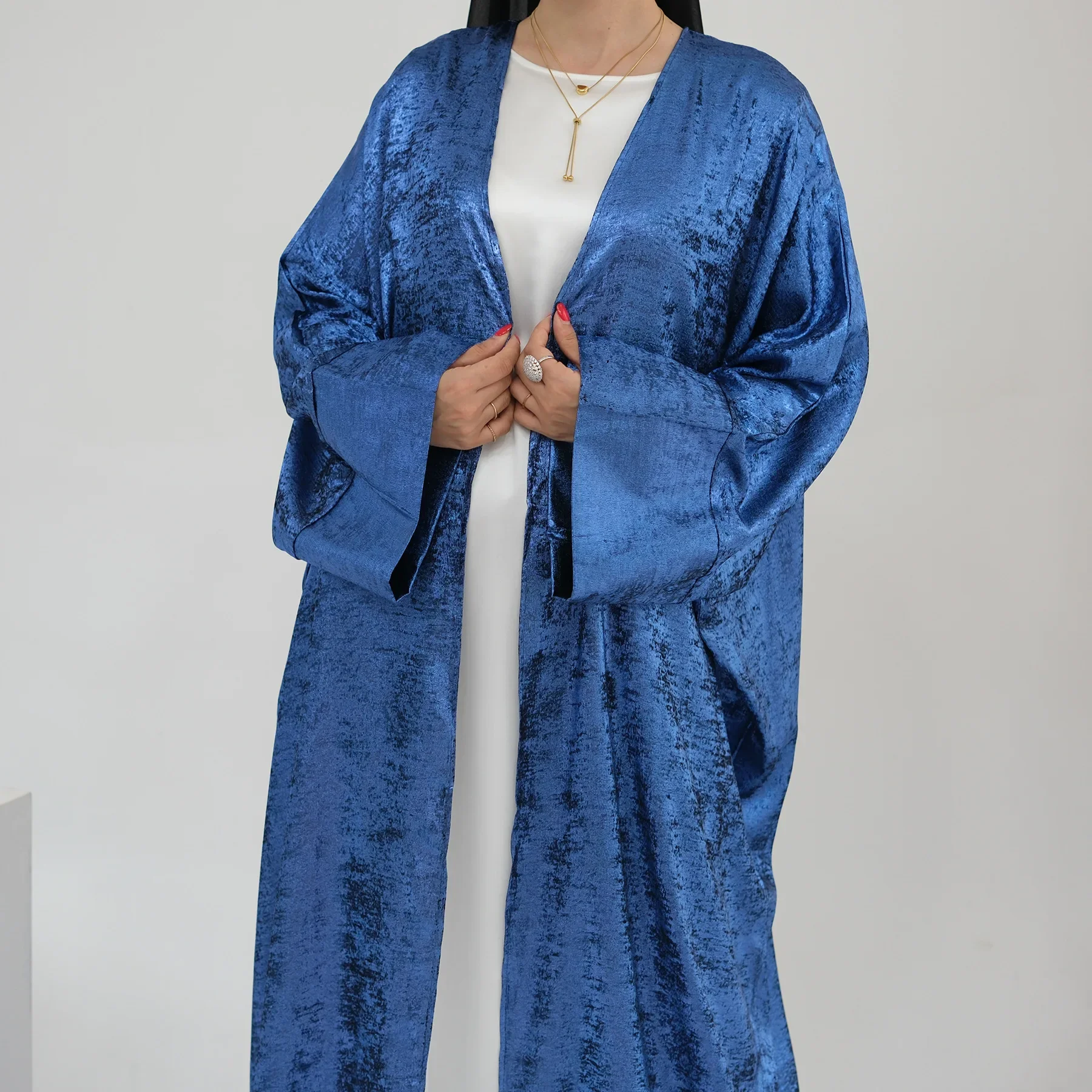 Elegance Cardigan Robe Muslim Dress Women Dubai Turkish Open Abayas Horn Sleeve Loose Abayas for Women Kimono Femme Musulmane