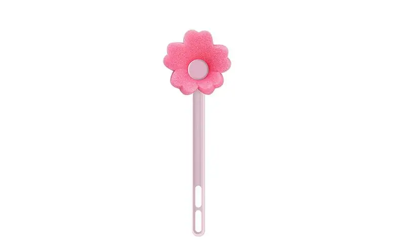 Cup Scrubber Brush With Suspension Hole Providing Efficient Cleaning cute flower-shaped Sponge Cleaning Brush for Baby Bottles