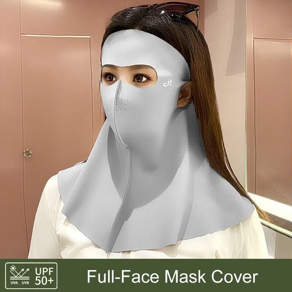 Fashion Summer Full-Face Mask Cover Sun Protection UPF 50+ Ice Silk Face Veil Outdoor Cycling Neck Wrap Cover for Male Female