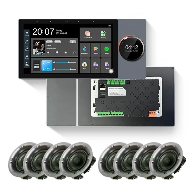 

2025 New 7 Inch Touch Screen Smart Control Panel Tuya Zigbee Gateway Can Connect With 8 Ceiling Wired Speakers And 2 Zones Music