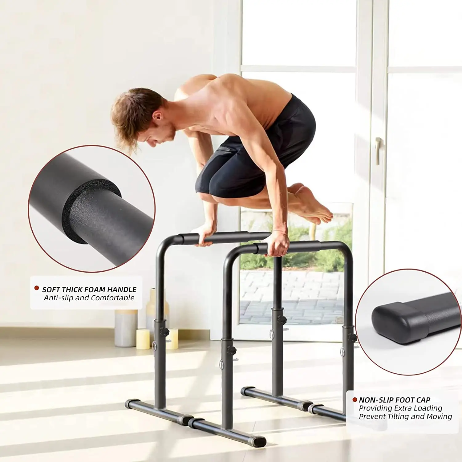 

Многофункциональная станция для отжиманий и подтягиваний Parallel Bars Free Standing Row Dips Bars Station для дома