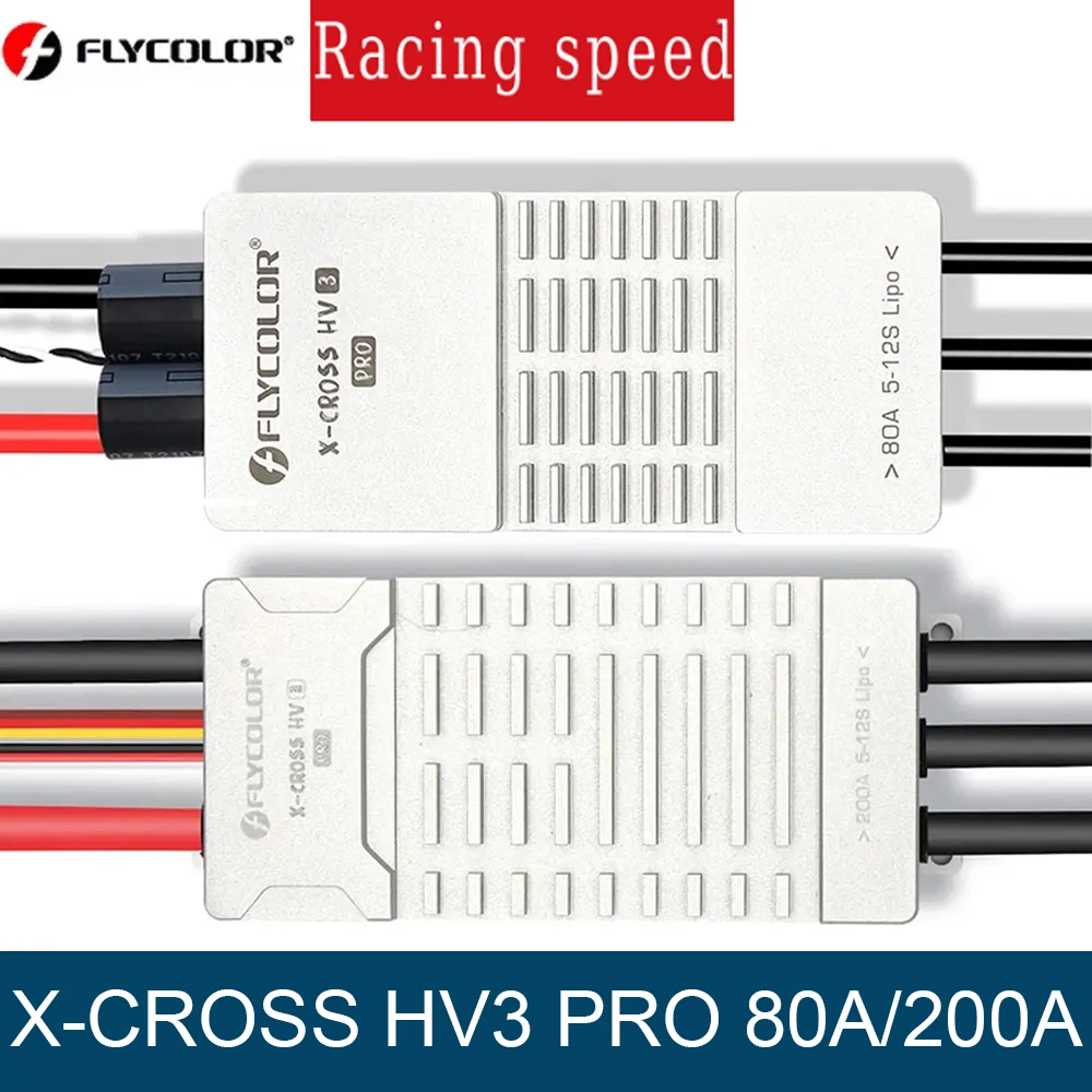 

Flycolor 80A/200A ESC Brushless X-CROSS HV3 PRO 5-12S ARM 32-bit No BEC Electric Speed Controller for RC Airplane Drone Upgrade