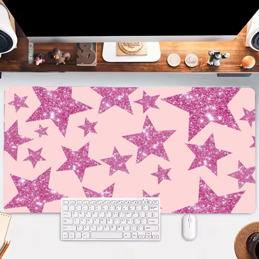 Shining star pattern theme mousepad table mat playmat large size keyboard  laptop games bedroom learning office desktop