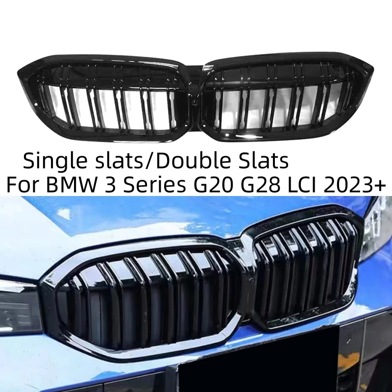 

Front Kidney Double Slat ABS Gloss Black M Color Grill Grid Mesh Tuning Part For BMW 3 Series G20 G21 LCI 2023 330i 320d M340i