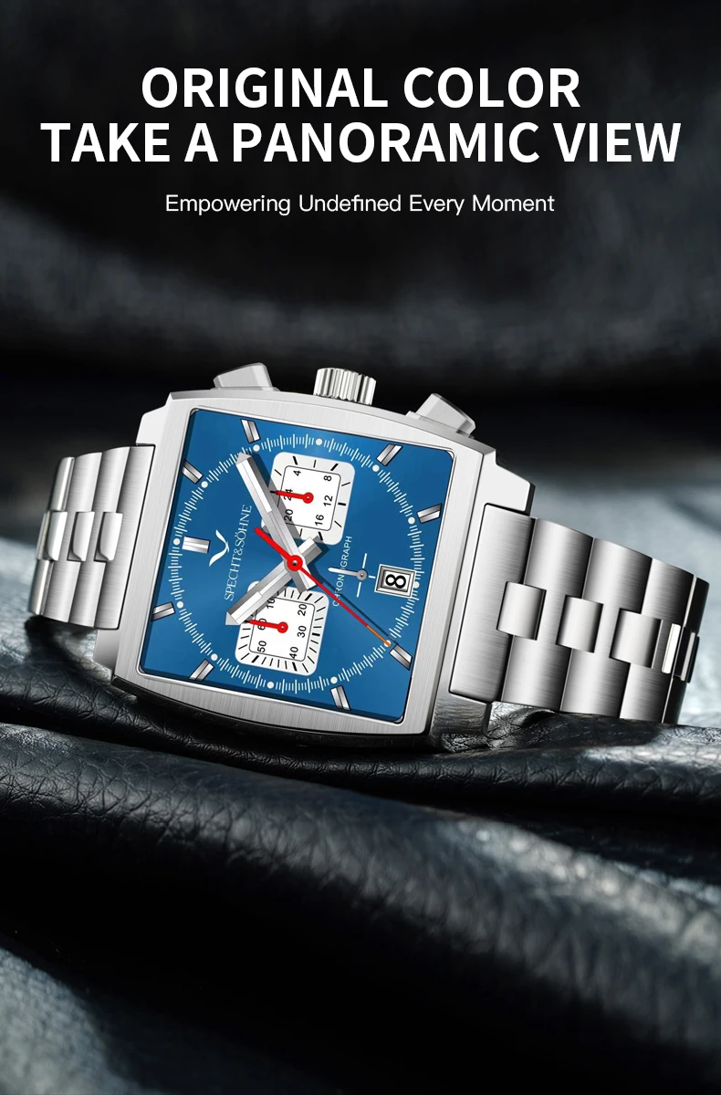 2025, Specht & Sohne, Neuheiten, Herrenuhren, Top-Marke, Luxus-Edelstahl, japanischer VK64-Chronograph, männliche Quarz-Armbanduhren – Detail 5